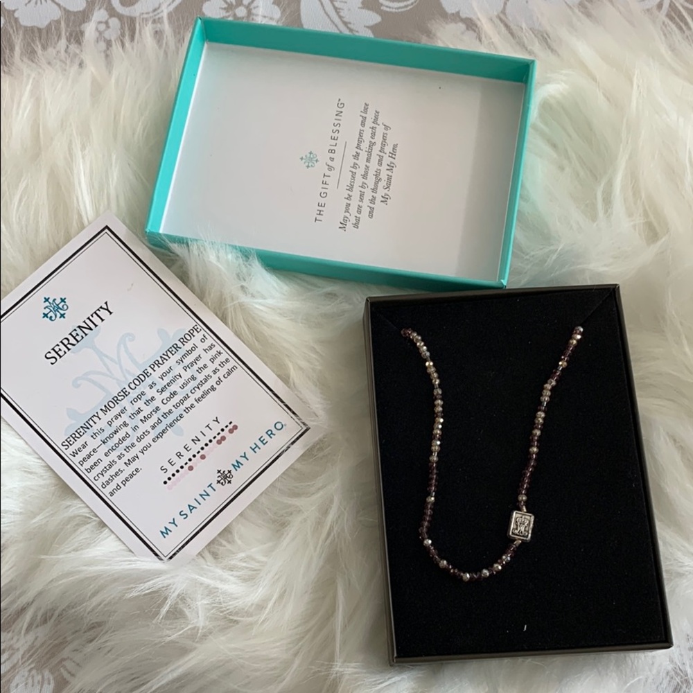 Serenity Prayer Necklace - Topaz, Pink and Silver